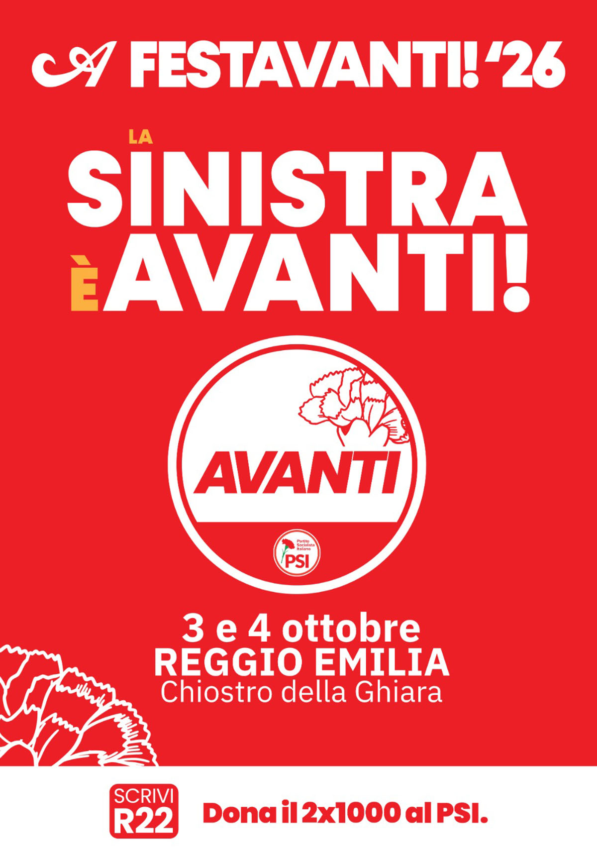 Avanti Psi, a Reggio Emilia la festa regionale. Domenica chiudono Maraio e Bonaccini